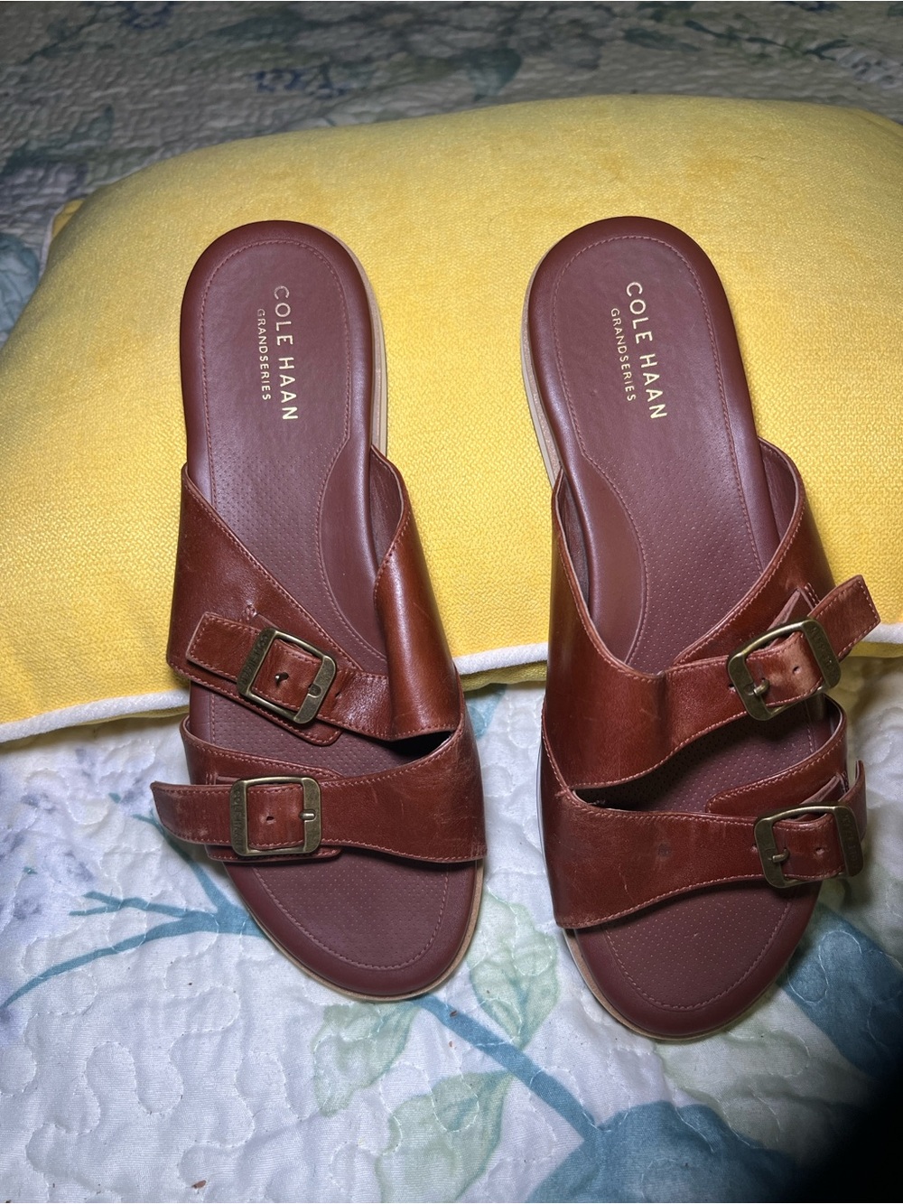 Cole Haan GrandSeries 260 Women's Brown Leather Buckle Slide Sandals